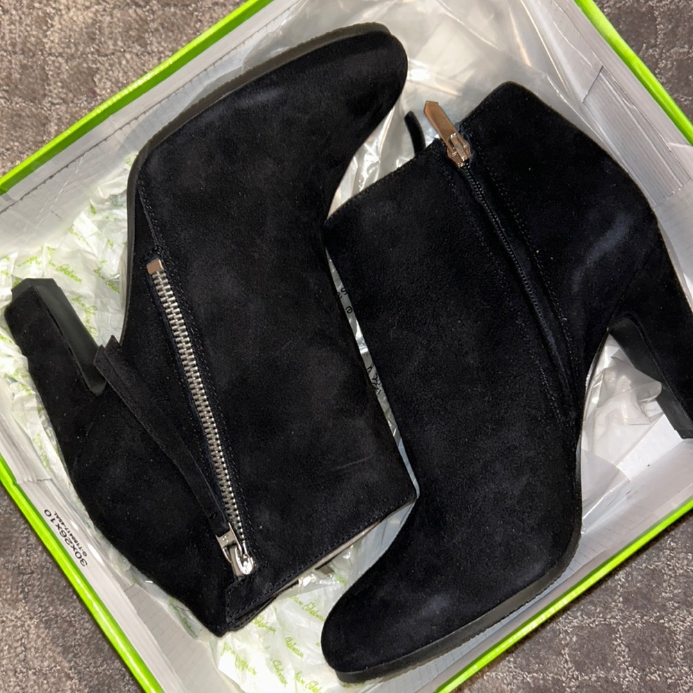 Sam Edelman Sadee Black Suede Heel Boots, Brand New, Never Worn, Size 7.5